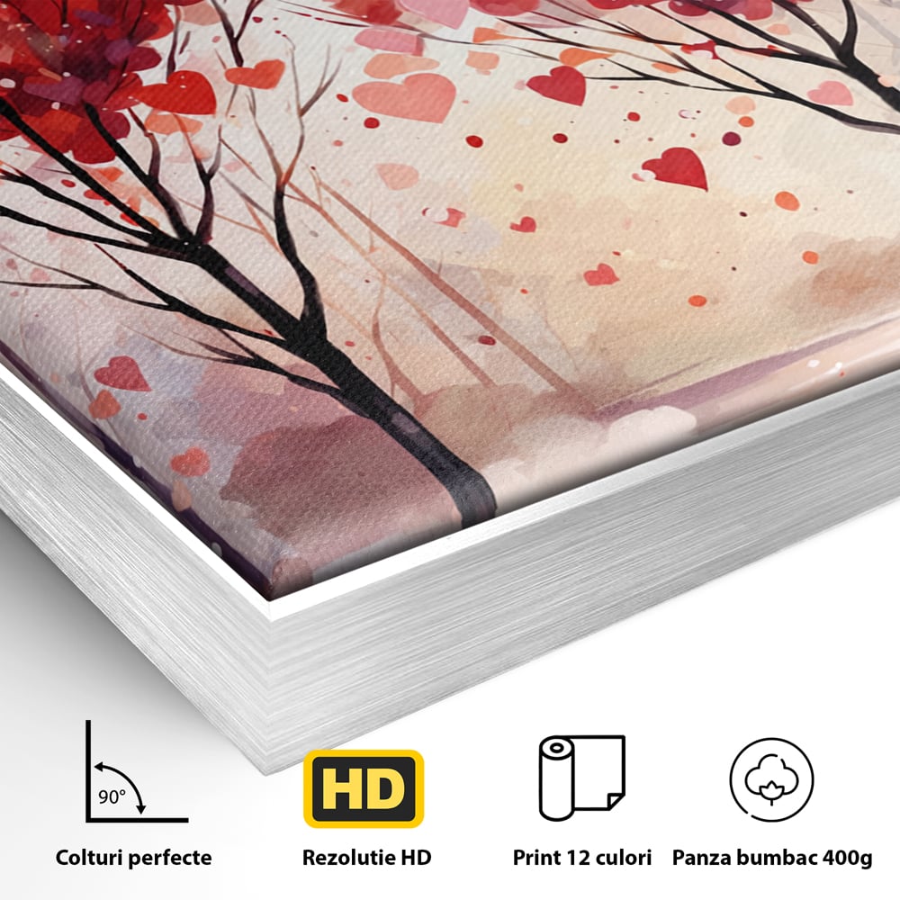 Tablou Canvas Premium, LuxCanva® E1074, Cand Natura Iubeste, Dragoste, Inima, Copac, Padure, Arta, Romantica, Peisaj, Legatura, Parc, Primavara, Radacini, Pamant, Living, Dormitor