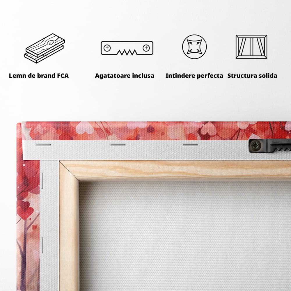 Tablou Canvas Premium, LuxCanva® E1074, Cand Natura Iubeste, Dragoste, Inima, Copac, Padure, Arta, Romantica, Peisaj, Legatura, Parc, Primavara, Radacini, Pamant, Living, Dormitor