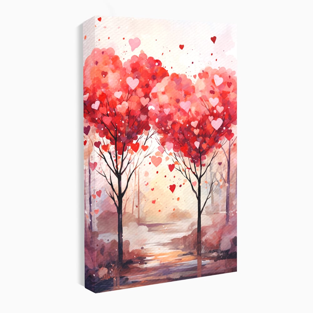 Tablou Canvas Premium, LuxCanva® E1074, Cand Natura Iubeste, Dragoste, Inima, Copac, Padure, Arta, Romantica, Peisaj, Legatura, Parc, Primavara, Radacini, Pamant, Living, Dormitor