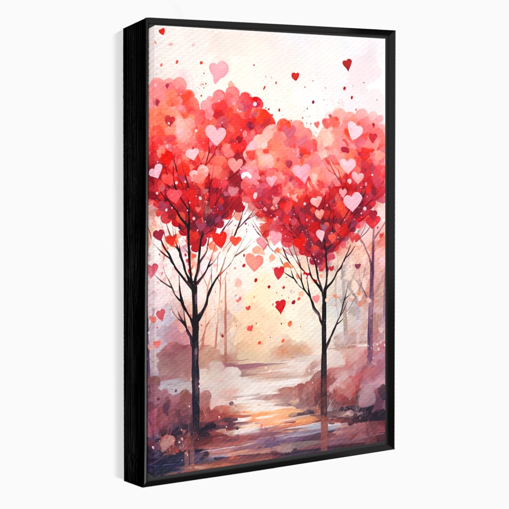Tablou Canvas Premium, LuxCanva® E1074, Cand Natura Iubeste, Dragoste, Inima, Copac, Padure, Arta, Romantica, Peisaj, Legatura, Parc, Primavara, Radacini, Pamant, Living, Dormitor