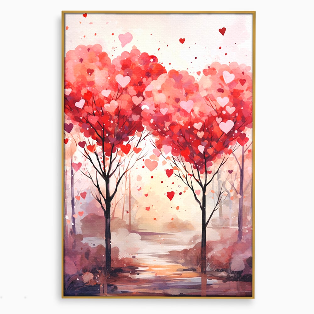 Tablou Canvas Premium, LuxCanva® E1074, Cand Natura Iubeste, Dragoste, Inima, Copac, Padure, Arta, Romantica, Peisaj, Legatura, Parc, Primavara, Radacini, Pamant, Living, Dormitor