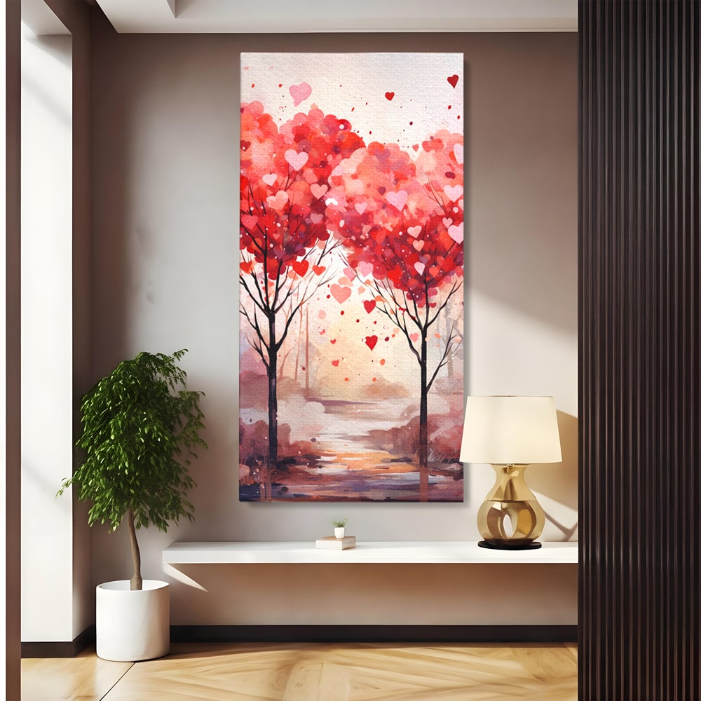 Tablou Canvas Premium, LuxCanva® E1074, Cand Natura Iubeste, Dragoste, Inima, Copac, Padure, Arta, Romantica, Peisaj, Legatura, Parc, Primavara, Radacini, Pamant, Living, Dormitor