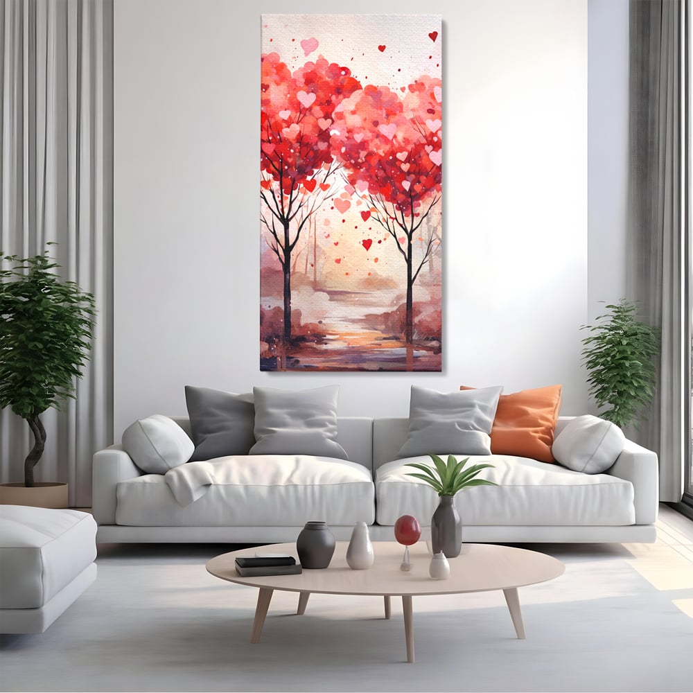 Tablou Canvas Premium, LuxCanva® E1074, Cand Natura Iubeste, Dragoste, Inima, Copac, Padure, Arta, Romantica, Peisaj, Legatura, Parc, Primavara, Radacini, Pamant, Living, Dormitor