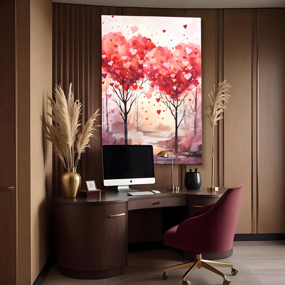 Tablou Canvas Premium, LuxCanva® E1074, Cand Natura Iubeste, Dragoste, Inima, Copac, Padure, Arta, Romantica, Peisaj, Legatura, Parc, Primavara, Radacini, Pamant, Living, Dormitor