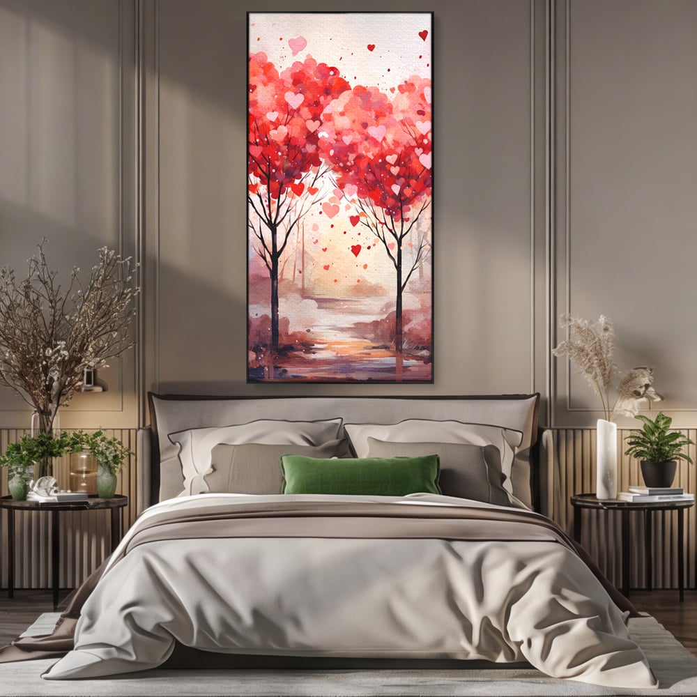 Tablou Canvas Premium, LuxCanva® E1074, Cand Natura Iubeste, Dragoste, Inima, Copac, Padure, Arta, Romantica, Peisaj, Legatura, Parc, Primavara, Radacini, Pamant, Living, Dormitor