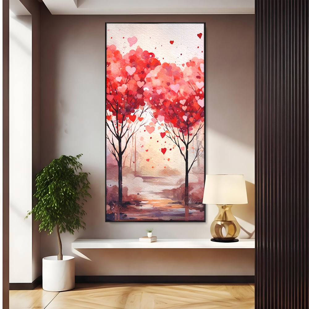 Tablou Canvas Premium, LuxCanva® E1074, Cand Natura Iubeste, Dragoste, Inima, Copac, Padure, Arta, Romantica, Peisaj, Legatura, Parc, Primavara, Radacini, Pamant, Living, Dormitor