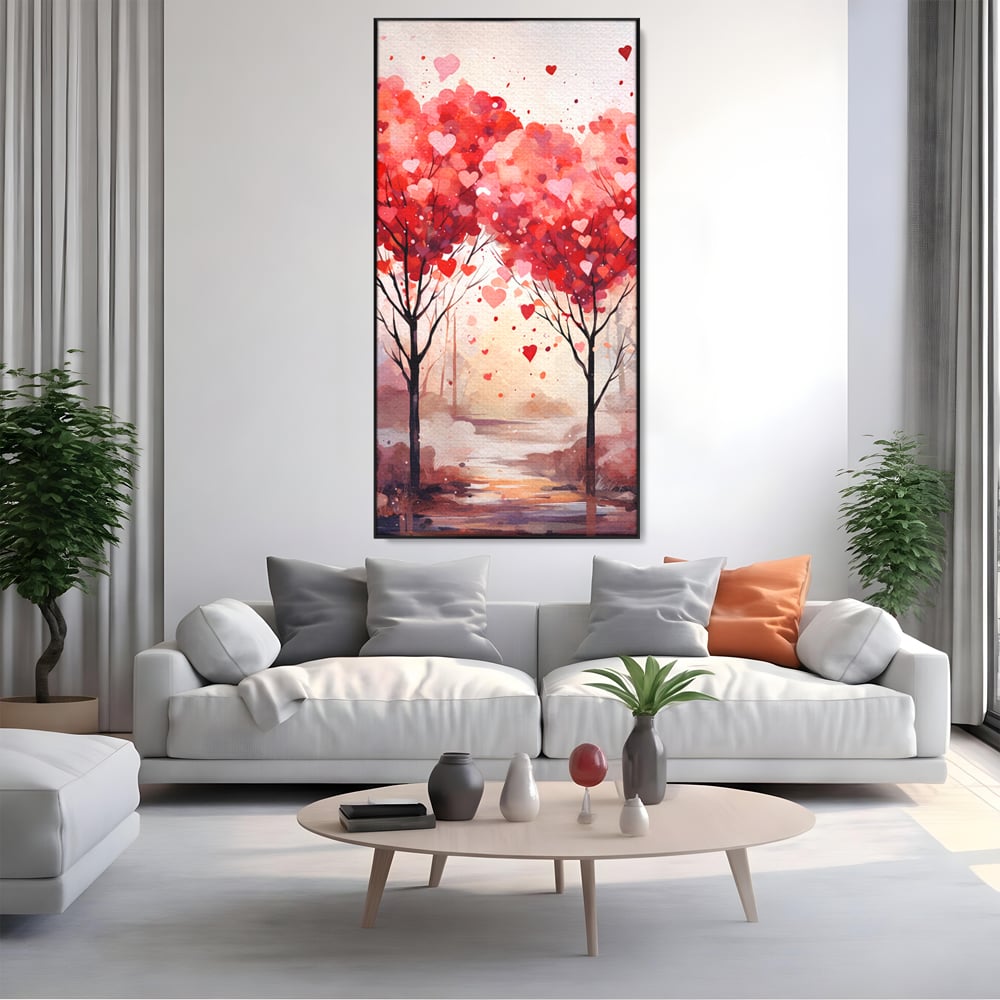 Tablou Canvas Premium, LuxCanva® E1074, Cand Natura Iubeste, Dragoste, Inima, Copac, Padure, Arta, Romantica, Peisaj, Legatura, Parc, Primavara, Radacini, Pamant, Living, Dormitor