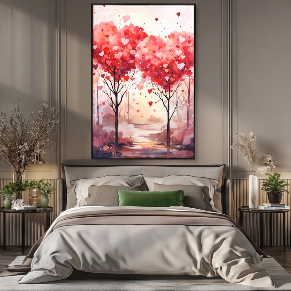 Tablou Canvas Premium, LuxCanva® E1074, Cand Natura Iubeste, Dragoste, Inima, Copac, Padure, Arta, Romantica, Peisaj, Legatura, Parc, Primavara, Radacini, Pamant, Living, Dormitor