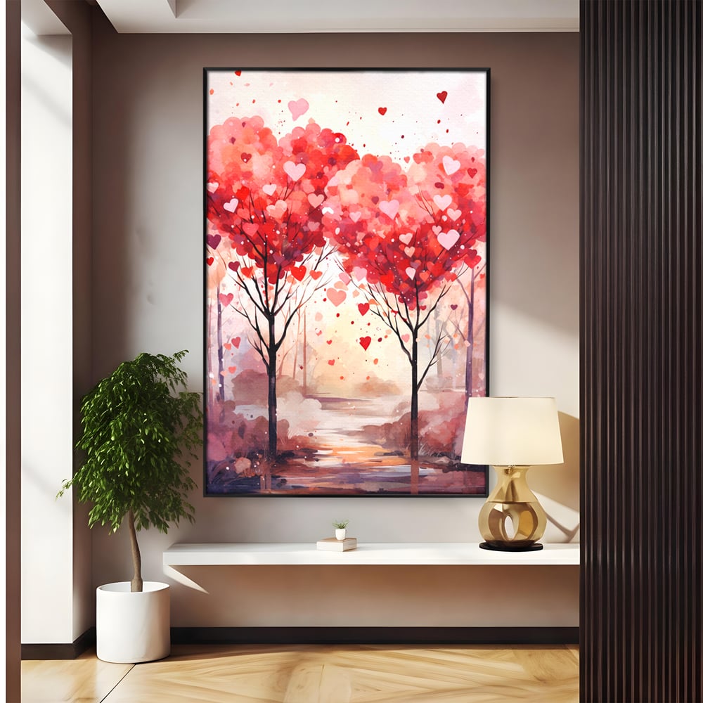 Tablou Canvas Premium, LuxCanva® E1074, Cand Natura Iubeste, Dragoste, Inima, Copac, Padure, Arta, Romantica, Peisaj, Legatura, Parc, Primavara, Radacini, Pamant, Living, Dormitor