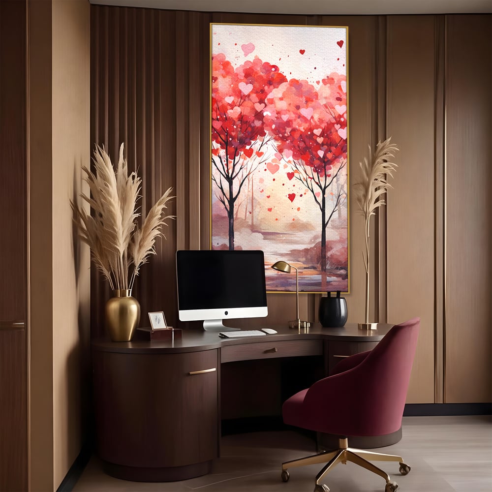 Tablou Canvas Premium, LuxCanva® E1074, Cand Natura Iubeste, Dragoste, Inima, Copac, Padure, Arta, Romantica, Peisaj, Legatura, Parc, Primavara, Radacini, Pamant, Living, Dormitor