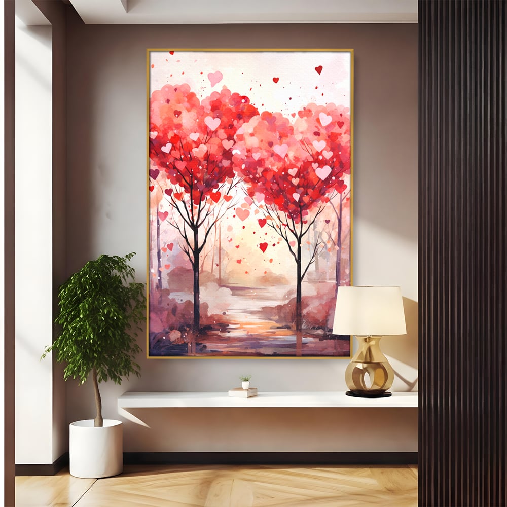 Tablou Canvas Premium, LuxCanva® E1074, Cand Natura Iubeste, Dragoste, Inima, Copac, Padure, Arta, Romantica, Peisaj, Legatura, Parc, Primavara, Radacini, Pamant, Living, Dormitor
