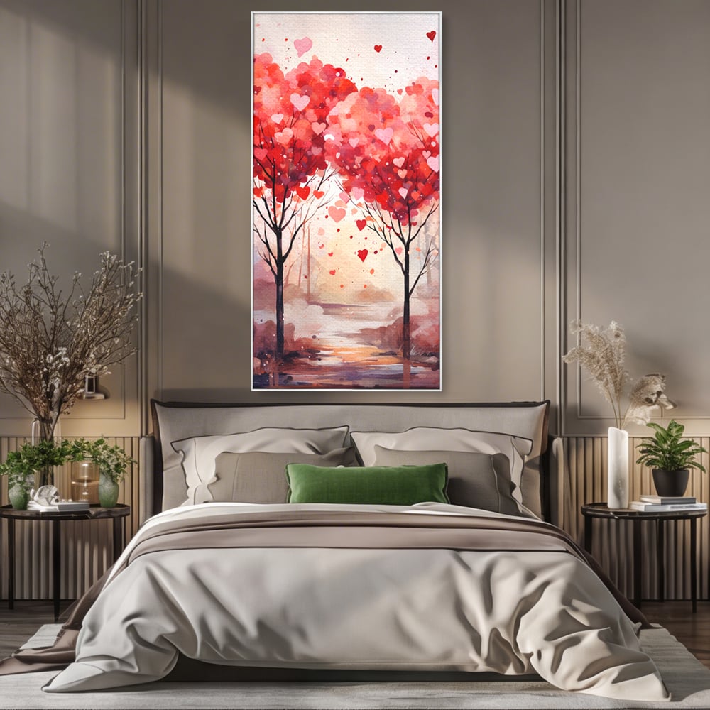 Tablou Canvas Premium, LuxCanva® E1074, Cand Natura Iubeste, Dragoste, Inima, Copac, Padure, Arta, Romantica, Peisaj, Legatura, Parc, Primavara, Radacini, Pamant, Living, Dormitor
