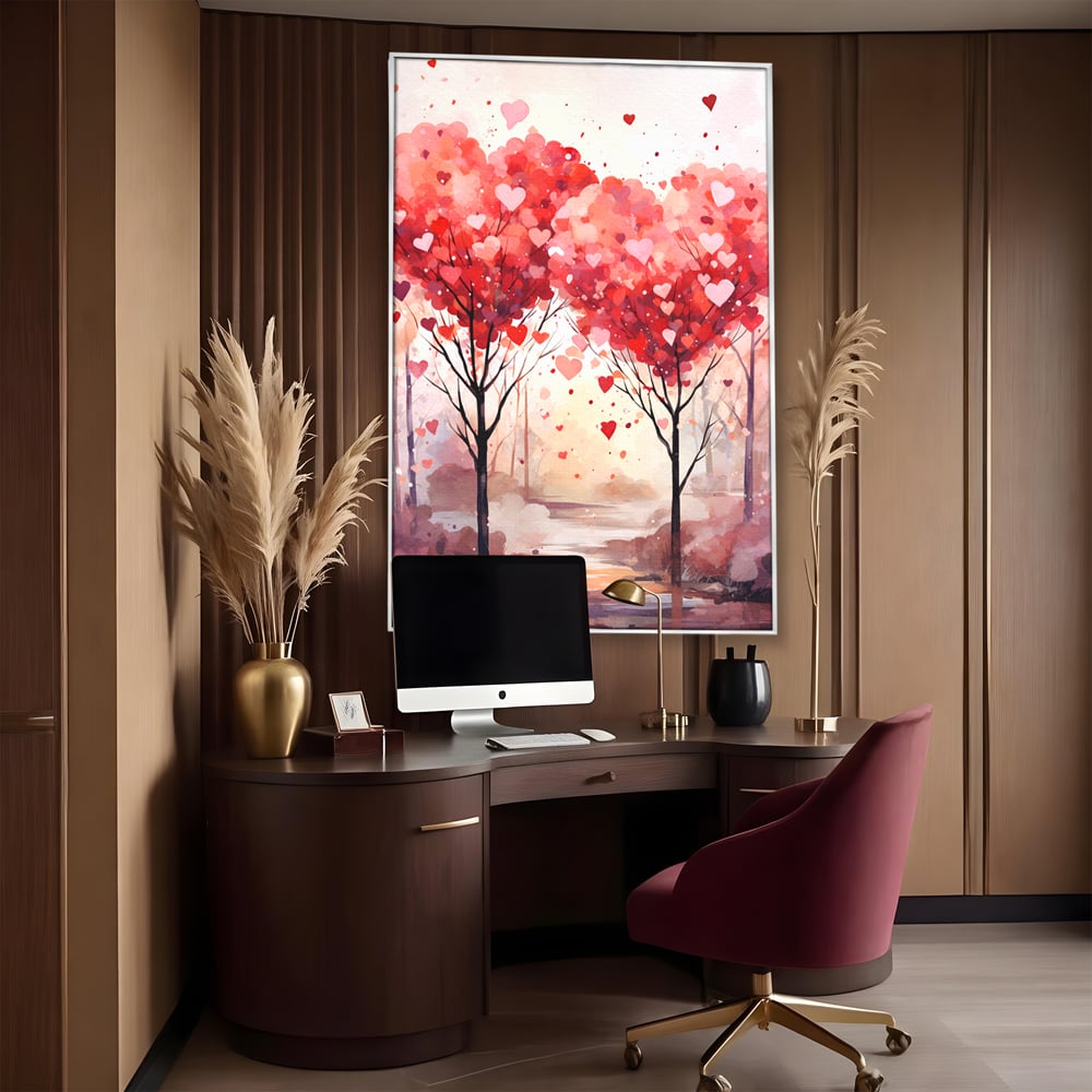 Tablou Canvas Premium, LuxCanva® E1074, Cand Natura Iubeste, Dragoste, Inima, Copac, Padure, Arta, Romantica, Peisaj, Legatura, Parc, Primavara, Radacini, Pamant, Living, Dormitor