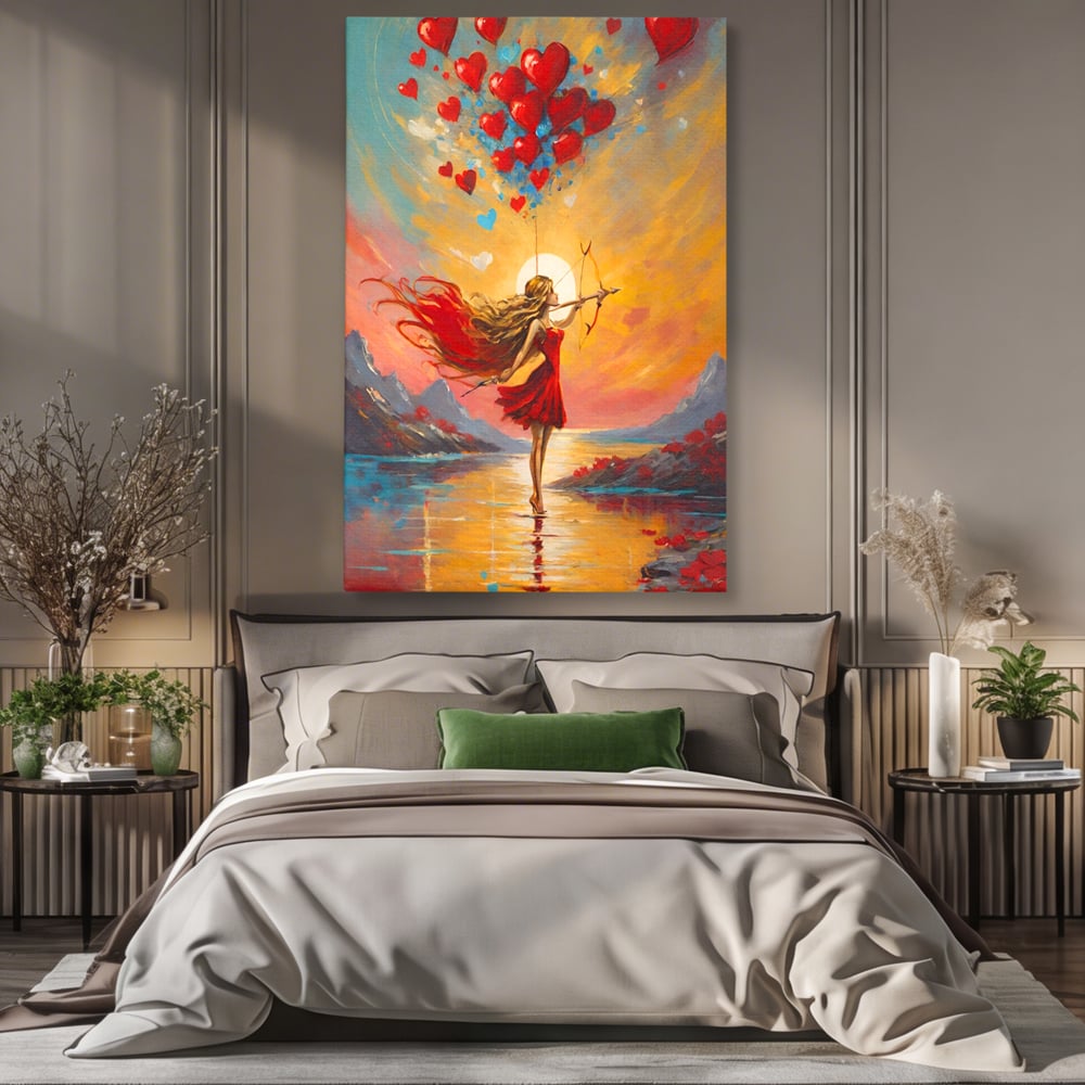 Tablou Canvas Premium, LuxCanva® E1075, Arcasa Iubirii, Dragoste, Inima, Arc, Sageata, Cupidon, Zbor, Putere, Sorinta, Implinire, Magie, Cer, Iubire, Vesnicie, Tandrete, Living, Dormitor