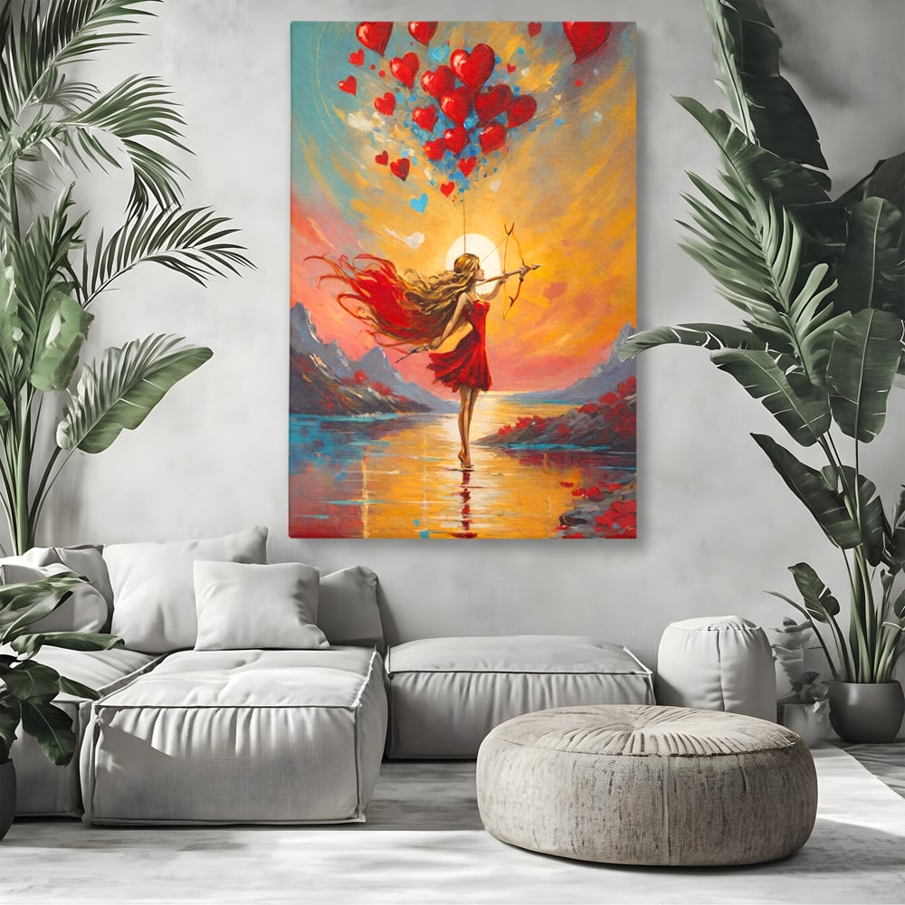 Tablou Canvas Premium, LuxCanva® E1075, Arcasa Iubirii, Dragoste, Inima, Arc, Sageata, Cupidon, Zbor, Putere, Sorinta, Implinire, Magie, Cer, Iubire, Vesnicie, Tandrete, Living, Dormitor