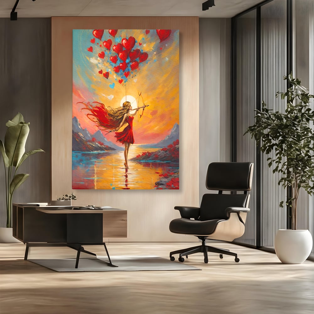 Tablou Canvas Premium, LuxCanva® E1075, Arcasa Iubirii, Dragoste, Inima, Arc, Sageata, Cupidon, Zbor, Putere, Sorinta, Implinire, Magie, Cer, Iubire, Vesnicie, Tandrete, Living, Dormitor