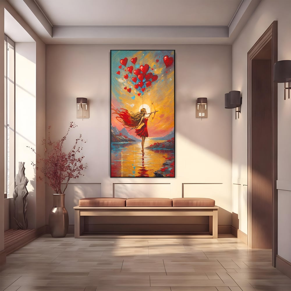 Tablou Canvas Premium, LuxCanva® E1075, Arcasa Iubirii, Dragoste, Inima, Arc, Sageata, Cupidon, Zbor, Putere, Sorinta, Implinire, Magie, Cer, Iubire, Vesnicie, Tandrete, Living, Dormitor