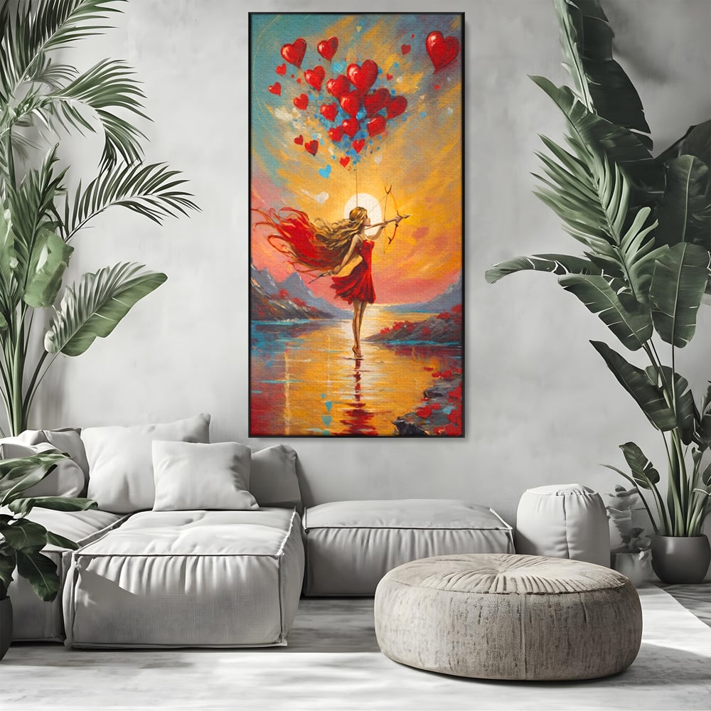 Tablou Canvas Premium, LuxCanva® E1075, Arcasa Iubirii, Dragoste, Inima, Arc, Sageata, Cupidon, Zbor, Putere, Sorinta, Implinire, Magie, Cer, Iubire, Vesnicie, Tandrete, Living, Dormitor