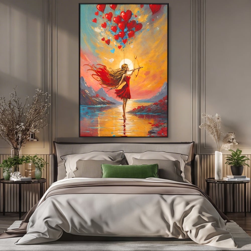 Tablou Canvas Premium, LuxCanva® E1075, Arcasa Iubirii, Dragoste, Inima, Arc, Sageata, Cupidon, Zbor, Putere, Sorinta, Implinire, Magie, Cer, Iubire, Vesnicie, Tandrete, Living, Dormitor
