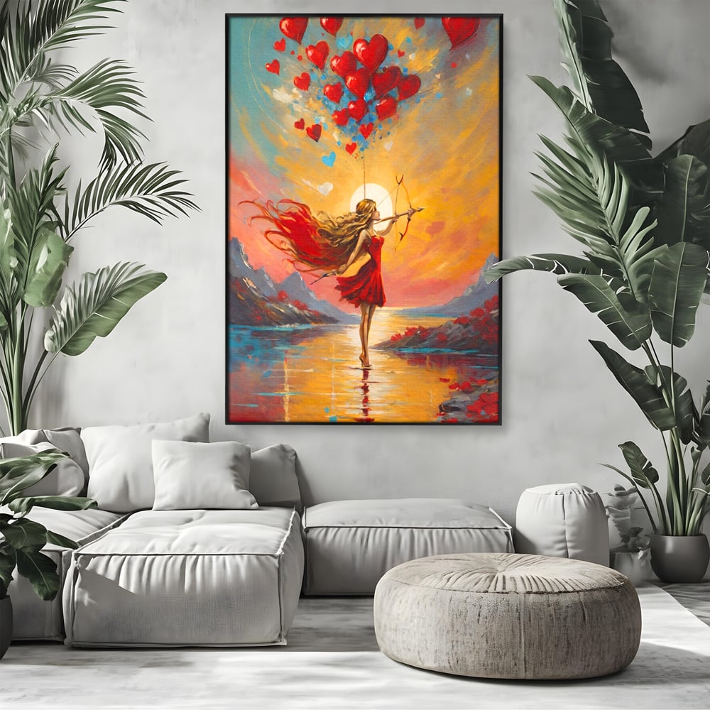 Tablou Canvas Premium, LuxCanva® E1075, Arcasa Iubirii, Dragoste, Inima, Arc, Sageata, Cupidon, Zbor, Putere, Sorinta, Implinire, Magie, Cer, Iubire, Vesnicie, Tandrete, Living, Dormitor