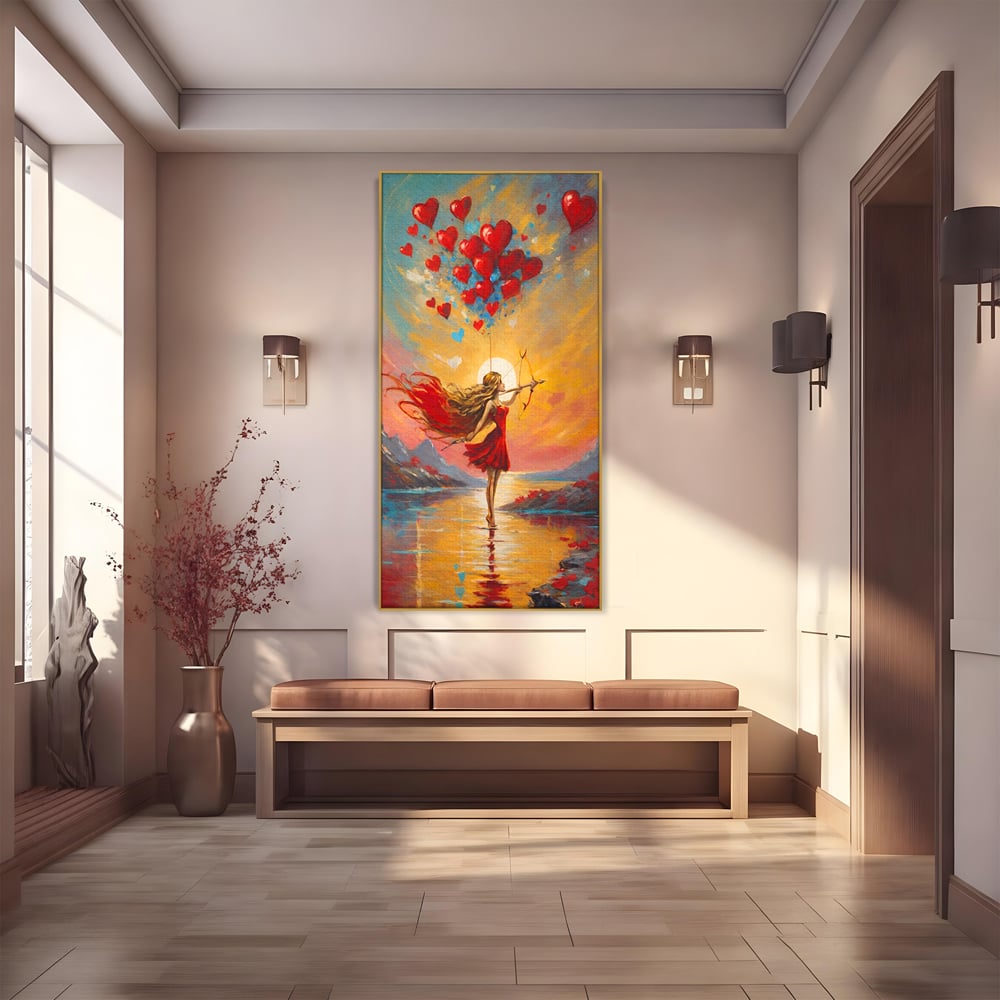 Tablou Canvas Premium, LuxCanva® E1075, Arcasa Iubirii, Dragoste, Inima, Arc, Sageata, Cupidon, Zbor, Putere, Sorinta, Implinire, Magie, Cer, Iubire, Vesnicie, Tandrete, Living, Dormitor