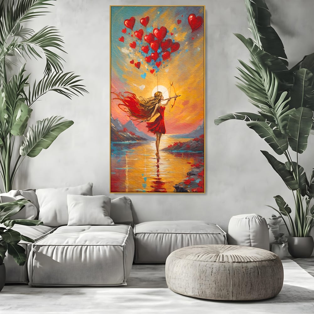 Tablou Canvas Premium, LuxCanva® E1075, Arcasa Iubirii, Dragoste, Inima, Arc, Sageata, Cupidon, Zbor, Putere, Sorinta, Implinire, Magie, Cer, Iubire, Vesnicie, Tandrete, Living, Dormitor