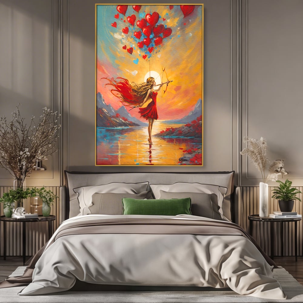 Tablou Canvas Premium, LuxCanva® E1075, Arcasa Iubirii, Dragoste, Inima, Arc, Sageata, Cupidon, Zbor, Putere, Sorinta, Implinire, Magie, Cer, Iubire, Vesnicie, Tandrete, Living, Dormitor