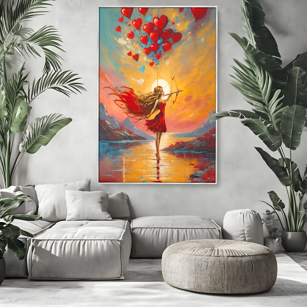 Tablou Canvas Premium, LuxCanva® E1075, Arcasa Iubirii, Dragoste, Inima, Arc, Sageata, Cupidon, Zbor, Putere, Sorinta, Implinire, Magie, Cer, Iubire, Vesnicie, Tandrete, Living, Dormitor