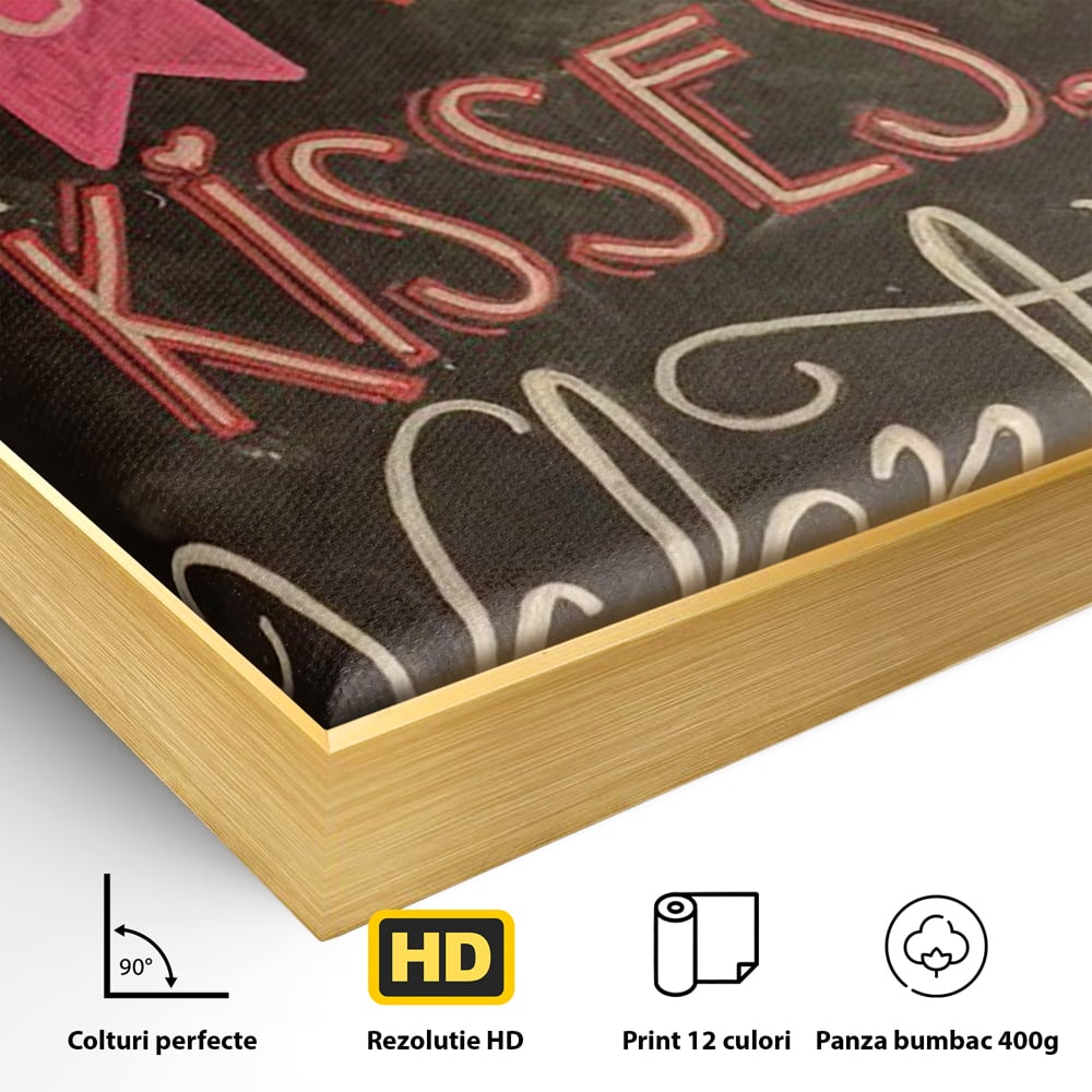 Tablou Canvas Premium, LuxCanva® E1076, XOXO, Cu Iubire, Dragoste, Mesaj, Zi, Indragostiti, Cadou, Litere, Scrisoare, Iubire, Valentine’s Day, Tabla, Scriere, Creta, Living, Dormitor