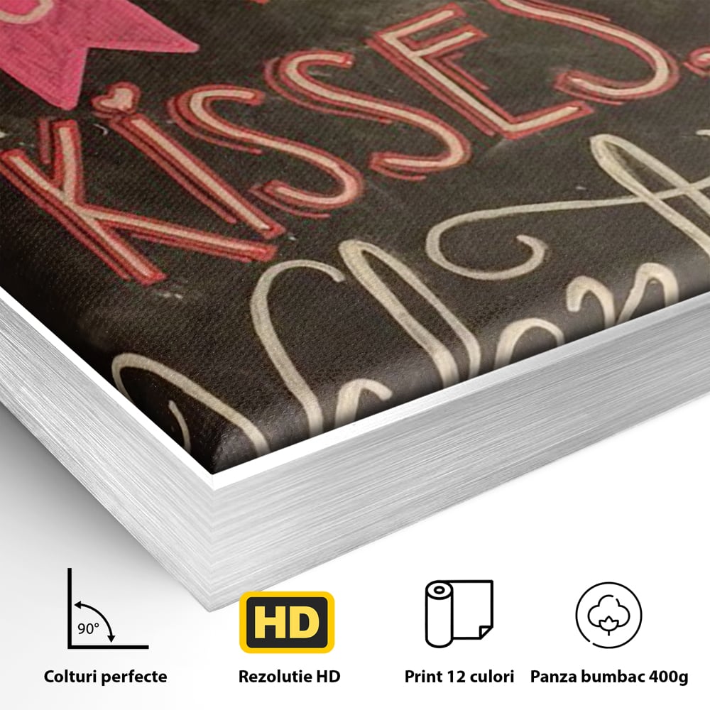 Tablou Canvas Premium, LuxCanva® E1076, XOXO, Cu Iubire, Dragoste, Mesaj, Zi, Indragostiti, Cadou, Litere, Scrisoare, Iubire, Valentine’s Day, Tabla, Scriere, Creta, Living, Dormitor