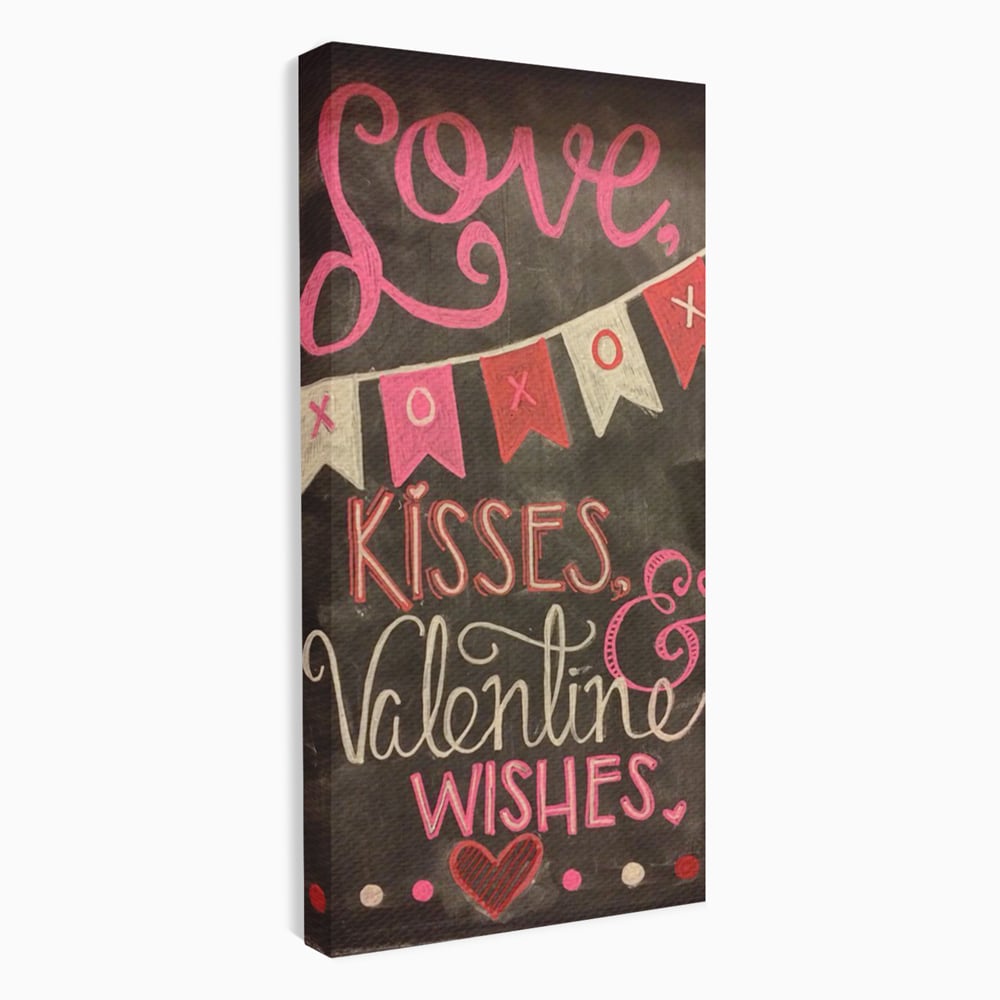 Tablou Canvas Premium, LuxCanva® E1076, XOXO, Cu Iubire, Dragoste, Mesaj, Zi, Indragostiti, Cadou, Litere, Scrisoare, Iubire, Valentine’s Day, Tabla, Scriere, Creta, Living, Dormitor