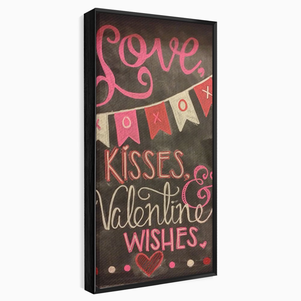 Tablou Canvas Premium, LuxCanva® E1076, XOXO, Cu Iubire, Dragoste, Mesaj, Zi, Indragostiti, Cadou, Litere, Scrisoare, Iubire, Valentine’s Day, Tabla, Scriere, Creta, Living, Dormitor