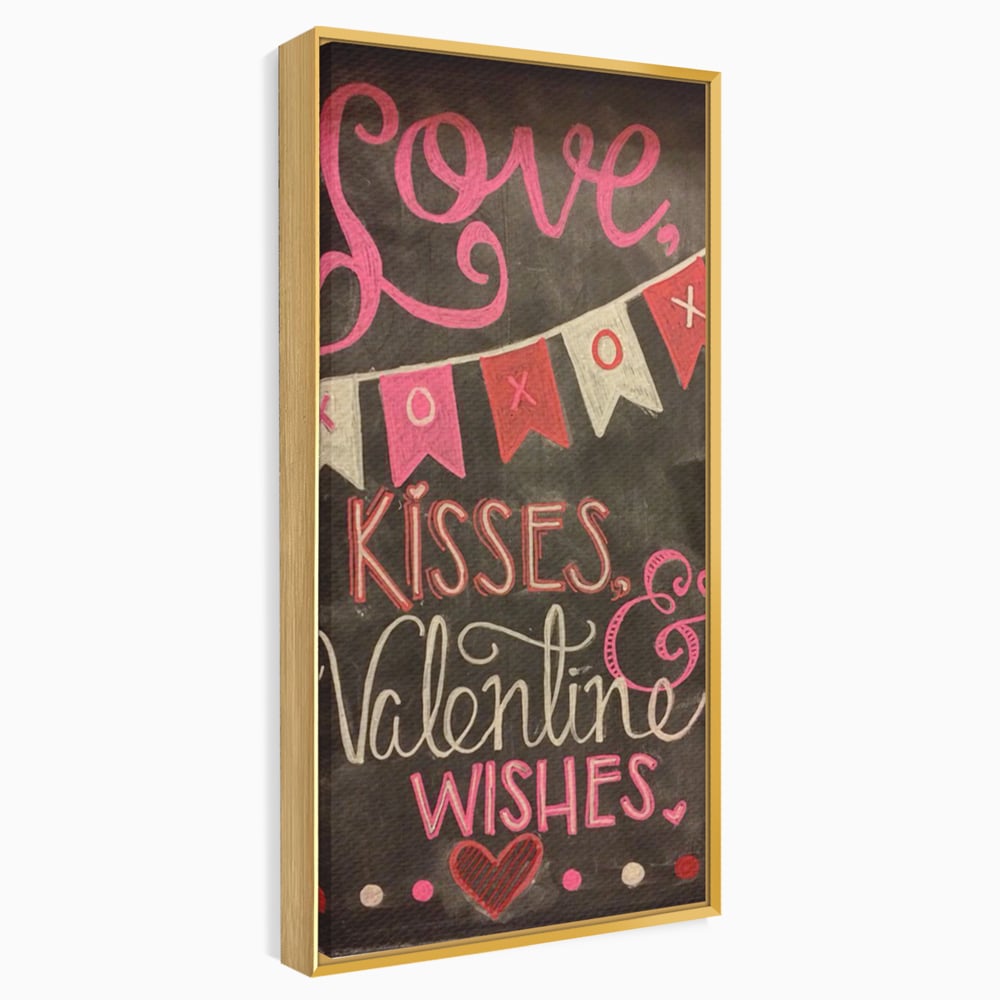 Tablou Canvas Premium, LuxCanva® E1076, XOXO, Cu Iubire, Dragoste, Mesaj, Zi, Indragostiti, Cadou, Litere, Scrisoare, Iubire, Valentine’s Day, Tabla, Scriere, Creta, Living, Dormitor