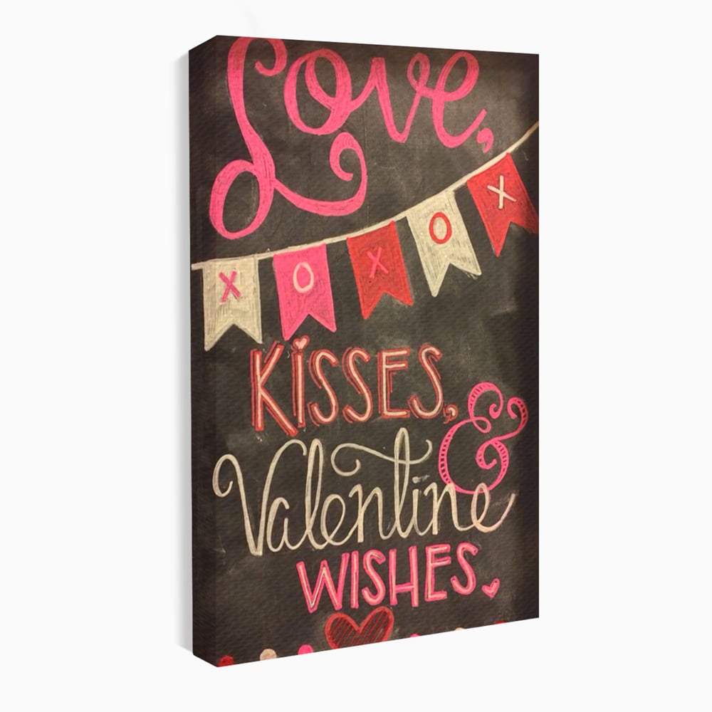 Tablou Canvas Premium, LuxCanva® E1076, XOXO, Cu Iubire, Dragoste, Mesaj, Zi, Indragostiti, Cadou, Litere, Scrisoare, Iubire, Valentine’s Day, Tabla, Scriere, Creta, Living, Dormitor
