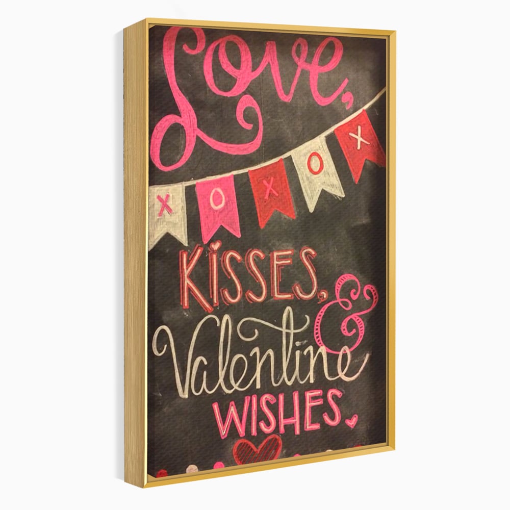 Tablou Canvas Premium, LuxCanva® E1076, XOXO, Cu Iubire, Dragoste, Mesaj, Zi, Indragostiti, Cadou, Litere, Scrisoare, Iubire, Valentine’s Day, Tabla, Scriere, Creta, Living, Dormitor