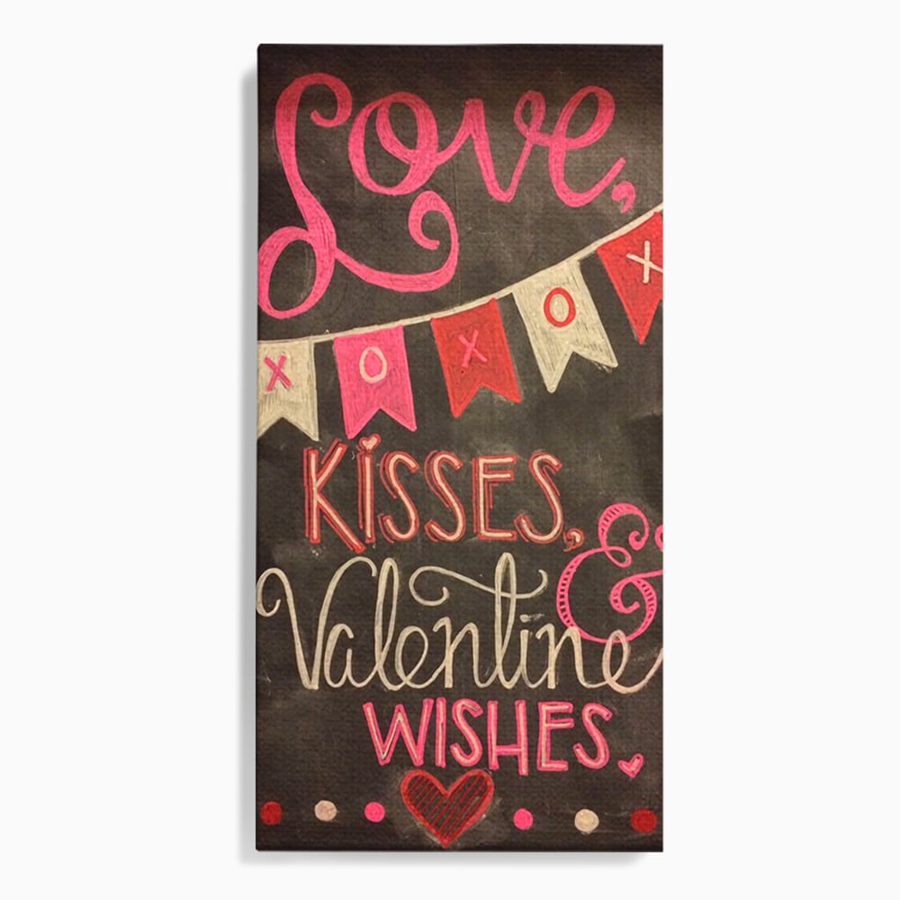 Tablou Canvas Premium, LuxCanva® E1076, XOXO, Cu Iubire, Dragoste, Mesaj, Zi, Indragostiti, Cadou, Litere, Scrisoare, Iubire, Valentine’s Day, Tabla, Scriere, Creta, Living, Dormitor