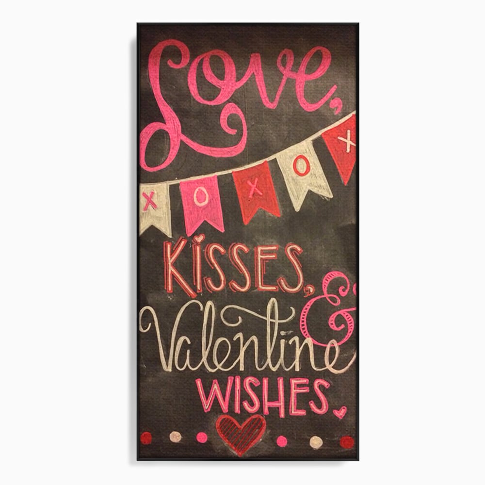Tablou Canvas Premium, LuxCanva® E1076, XOXO, Cu Iubire, Dragoste, Mesaj, Zi, Indragostiti, Cadou, Litere, Scrisoare, Iubire, Valentine’s Day, Tabla, Scriere, Creta, Living, Dormitor