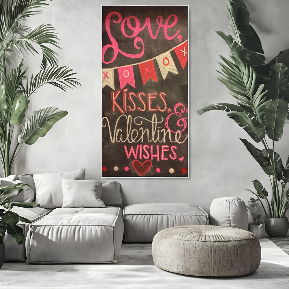 Tablou Canvas Premium, LuxCanva® E1076, XOXO, Cu Iubire, Dragoste, Mesaj, Zi, Indragostiti, Cadou, Litere, Scrisoare, Iubire, Valentine’s Day, Tabla, Scriere, Creta, Living, Dormitor