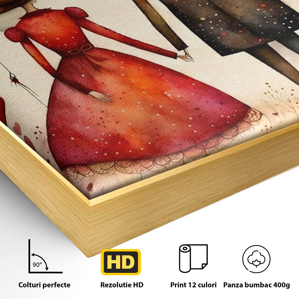 Tablou Canvas Premium, LuxCanva® E1079, Povestea Noastra Sub Luna, Dragoste, Plimbare, Indragostiti, Parc, Tacere, Cer, Luna, Etern, Stele, Pasi, Maini, Emotie, Cuplu, Living, Dormitor