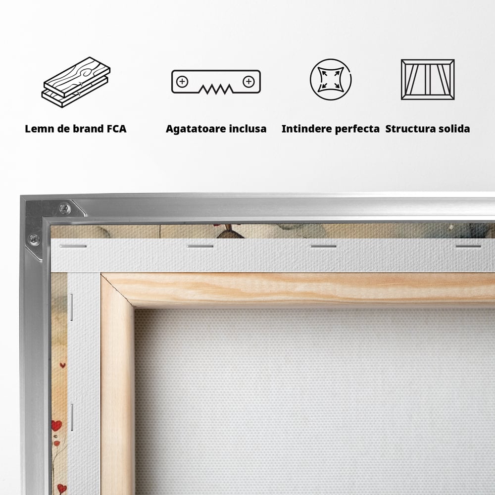 Tablou Canvas Premium, LuxCanva® E1079, Povestea Noastra Sub Luna, Dragoste, Plimbare, Indragostiti, Parc, Tacere, Cer, Luna, Etern, Stele, Pasi, Maini, Emotie, Cuplu, Living, Dormitor