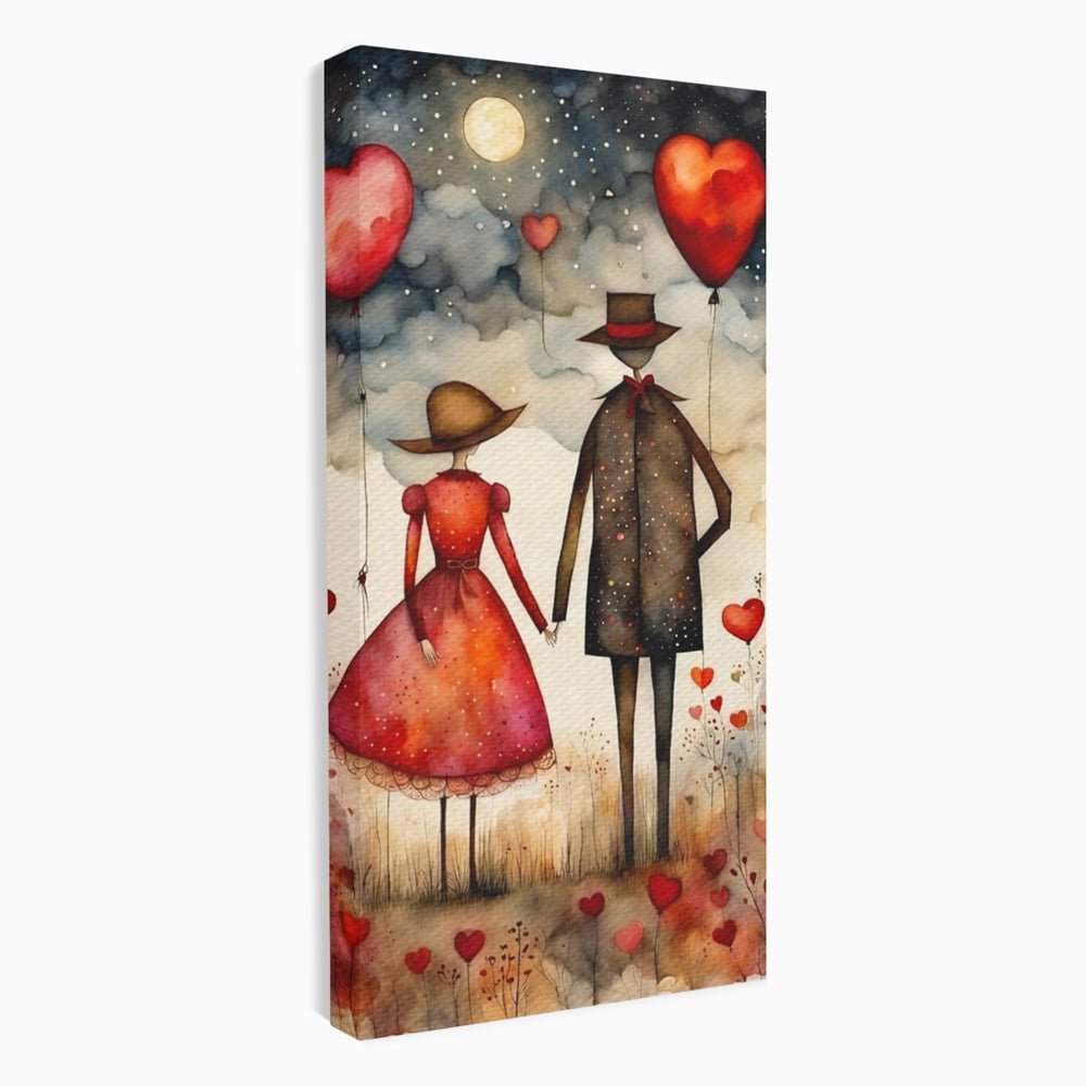 Tablou Canvas Premium, LuxCanva® E1079, Povestea Noastra Sub Luna, Dragoste, Plimbare, Indragostiti, Parc, Tacere, Cer, Luna, Etern, Stele, Pasi, Maini, Emotie, Cuplu, Living, Dormitor