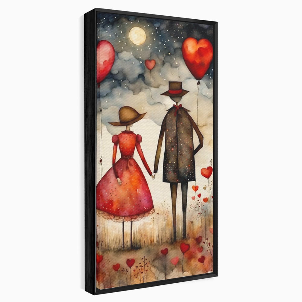 Tablou Canvas Premium, LuxCanva® E1079, Povestea Noastra Sub Luna, Dragoste, Plimbare, Indragostiti, Parc, Tacere, Cer, Luna, Etern, Stele, Pasi, Maini, Emotie, Cuplu, Living, Dormitor