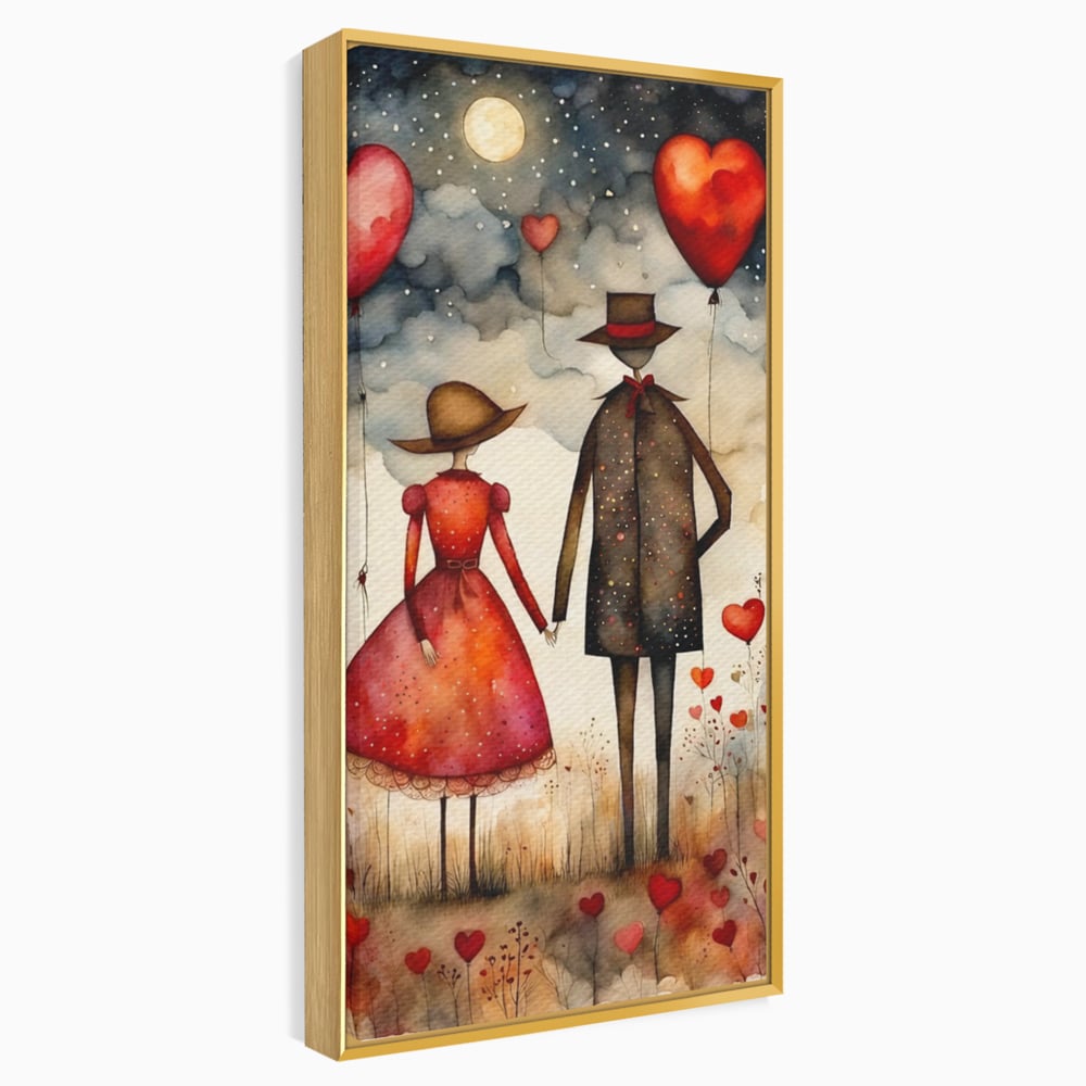 Tablou Canvas Premium, LuxCanva® E1079, Povestea Noastra Sub Luna, Dragoste, Plimbare, Indragostiti, Parc, Tacere, Cer, Luna, Etern, Stele, Pasi, Maini, Emotie, Cuplu, Living, Dormitor