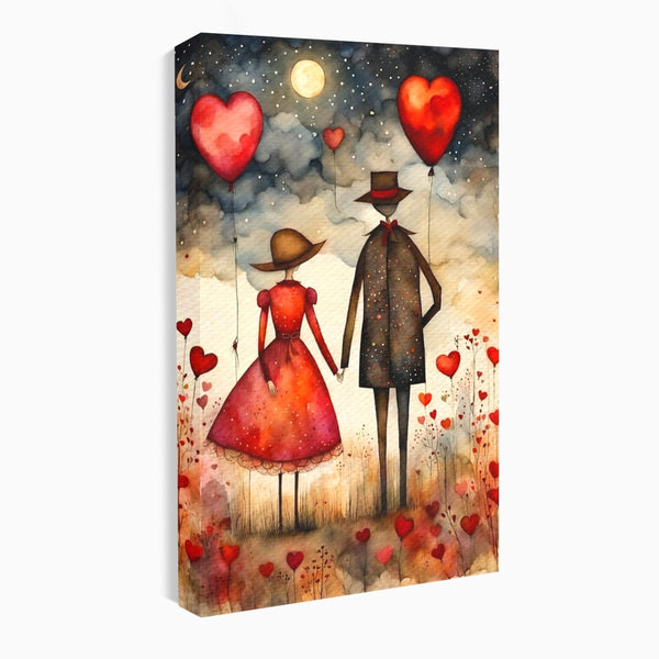 Tablou Canvas Premium, LuxCanva® E1079, Povestea Noastra Sub Luna, Dragoste, Plimbare, Indragostiti, Parc, Tacere, Cer, Luna, Etern, Stele, Pasi, Maini, Emotie, Cuplu, Living, Dormitor