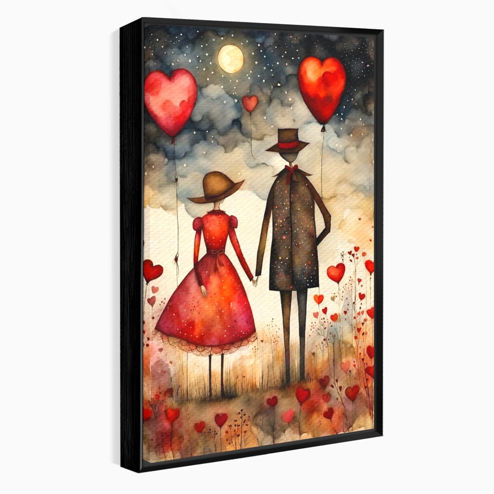 Tablou Canvas Premium, LuxCanva® E1079, Povestea Noastra Sub Luna, Dragoste, Plimbare, Indragostiti, Parc, Tacere, Cer, Luna, Etern, Stele, Pasi, Maini, Emotie, Cuplu, Living, Dormitor