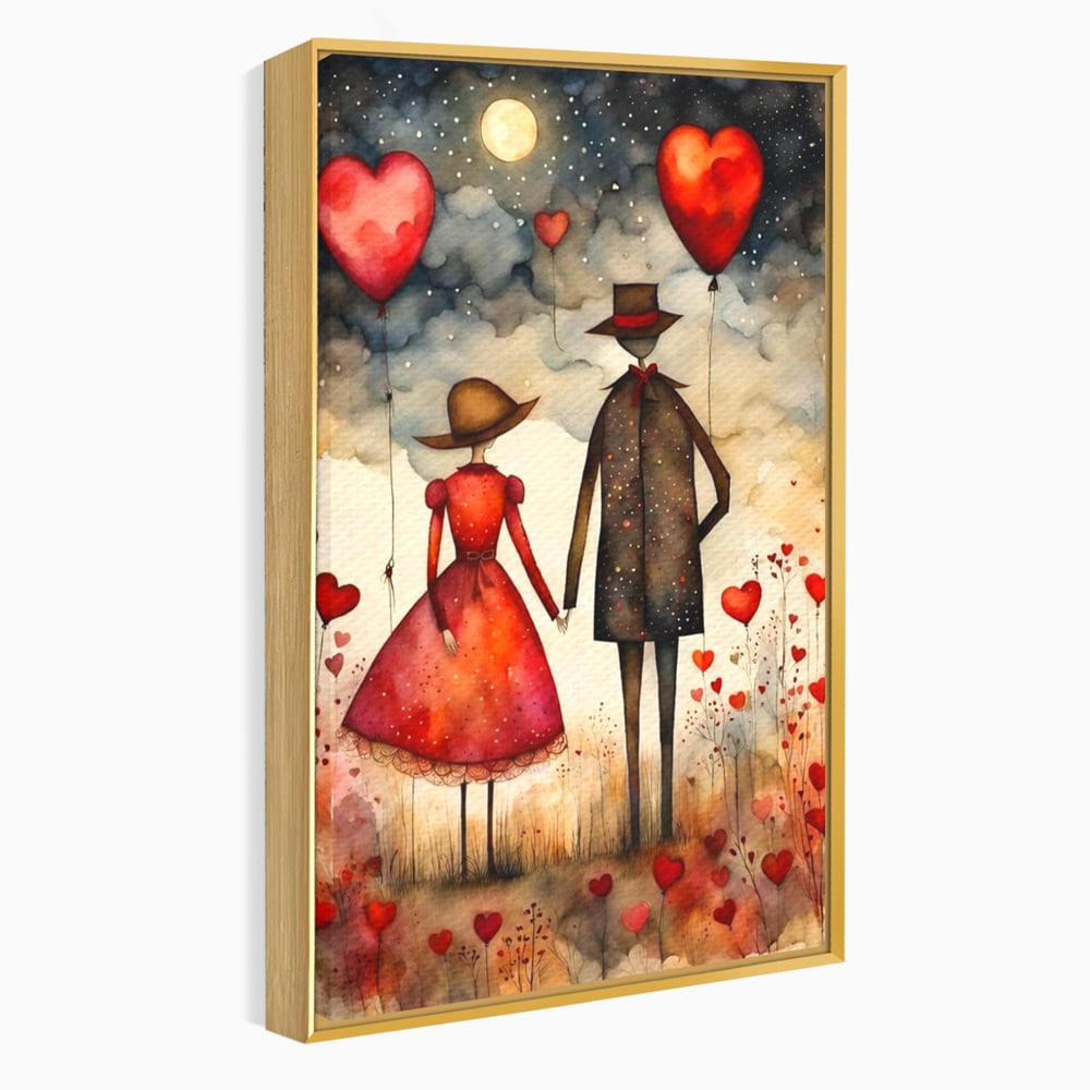 Tablou Canvas Premium, LuxCanva® E1079, Povestea Noastra Sub Luna, Dragoste, Plimbare, Indragostiti, Parc, Tacere, Cer, Luna, Etern, Stele, Pasi, Maini, Emotie, Cuplu, Living, Dormitor