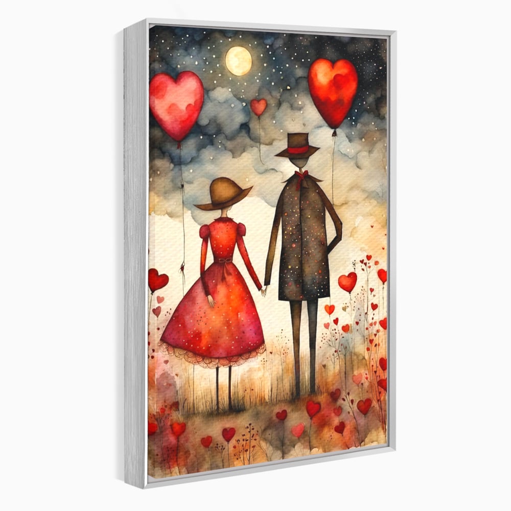 Tablou Canvas Premium, LuxCanva® E1079, Povestea Noastra Sub Luna, Dragoste, Plimbare, Indragostiti, Parc, Tacere, Cer, Luna, Etern, Stele, Pasi, Maini, Emotie, Cuplu, Living, Dormitor