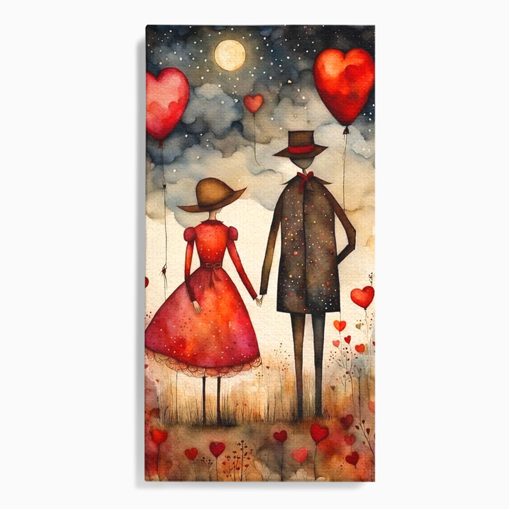 Tablou Canvas Premium, LuxCanva® E1079, Povestea Noastra Sub Luna, Dragoste, Plimbare, Indragostiti, Parc, Tacere, Cer, Luna, Etern, Stele, Pasi, Maini, Emotie, Cuplu, Living, Dormitor