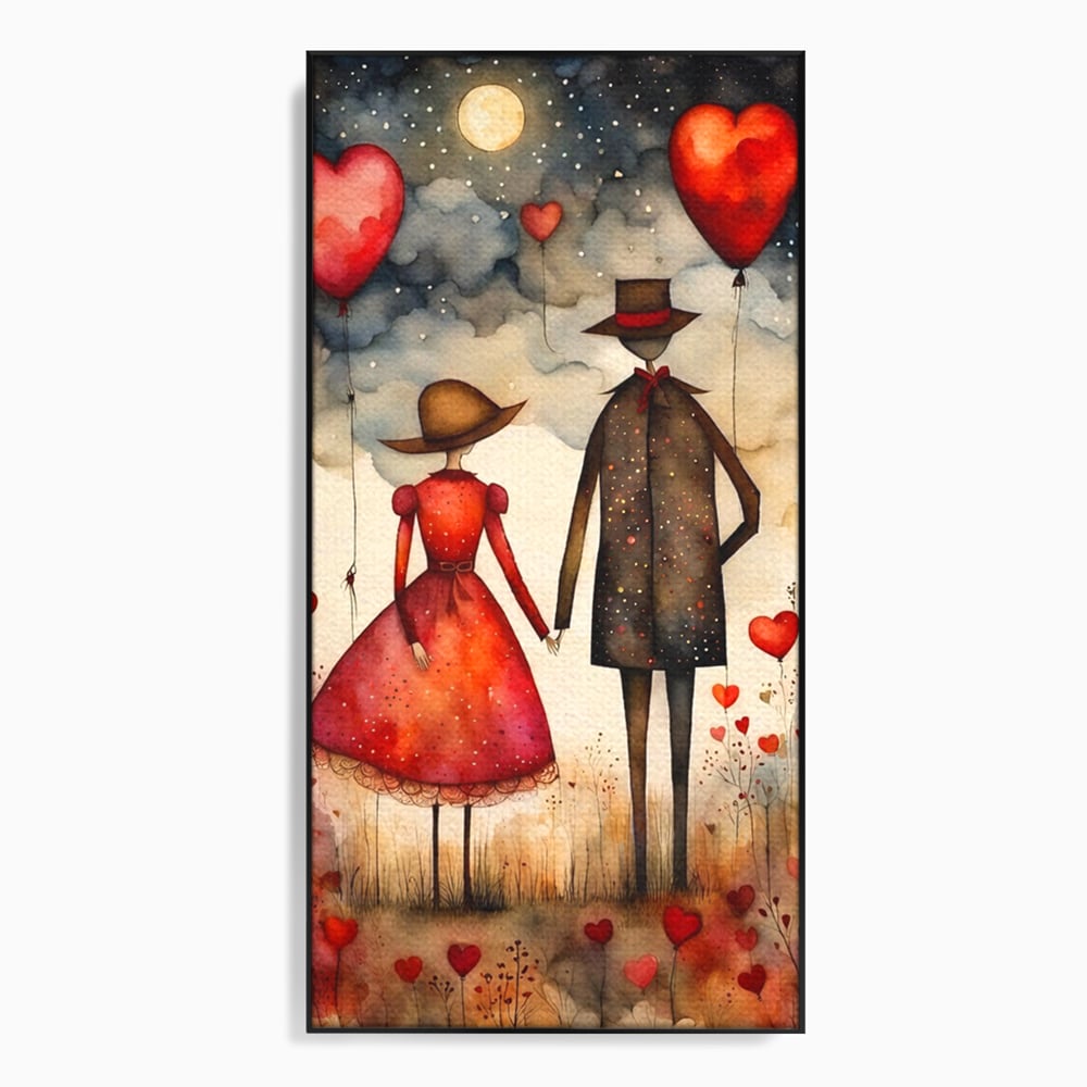 Tablou Canvas Premium, LuxCanva® E1079, Povestea Noastra Sub Luna, Dragoste, Plimbare, Indragostiti, Parc, Tacere, Cer, Luna, Etern, Stele, Pasi, Maini, Emotie, Cuplu, Living, Dormitor