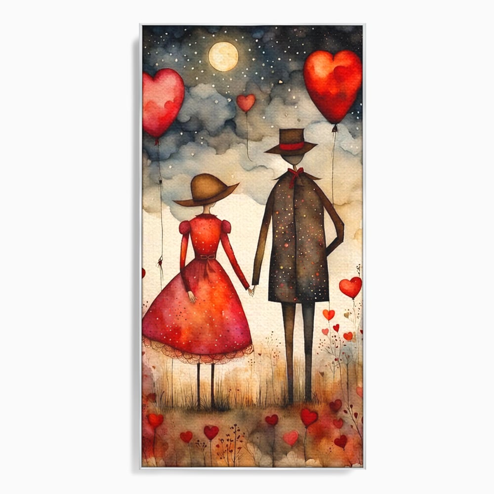 Tablou Canvas Premium, LuxCanva® E1079, Povestea Noastra Sub Luna, Dragoste, Plimbare, Indragostiti, Parc, Tacere, Cer, Luna, Etern, Stele, Pasi, Maini, Emotie, Cuplu, Living, Dormitor
